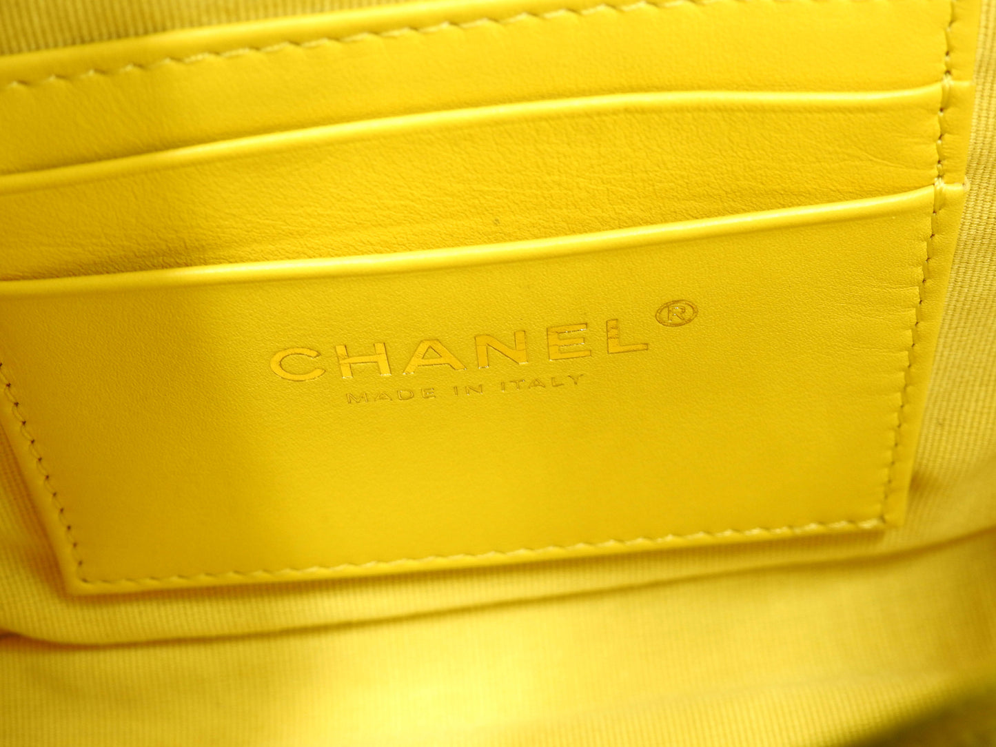CHANEL CC Matelasse Top Handle Chain Shoulder Bag Caviarskin Yellow AS3729