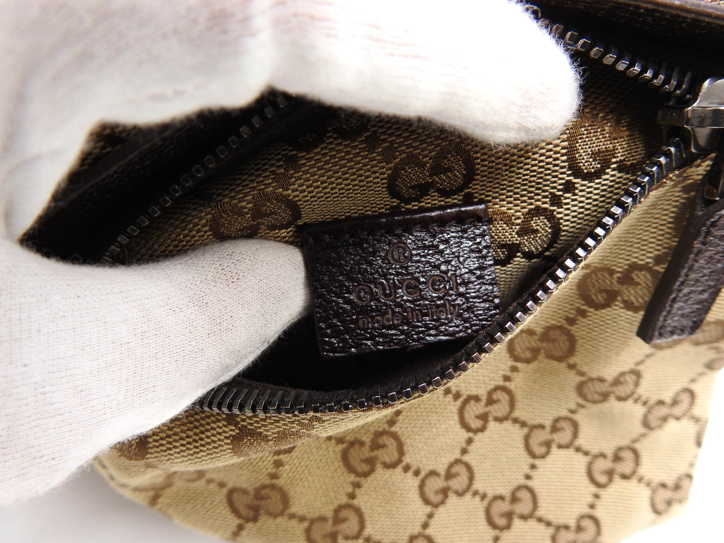 GUCCI GG Canvas Web Waist Body Belt Bag Leather Beige Brown 28566