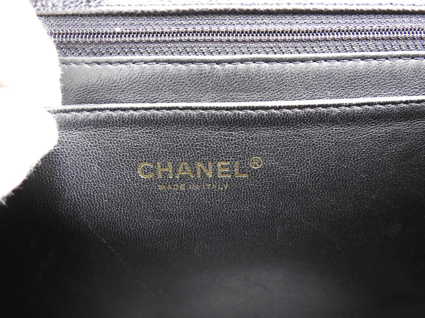 CHANEL CC Matelasse Kelly Top Handle Bag Caviarskin Leather Black A12397