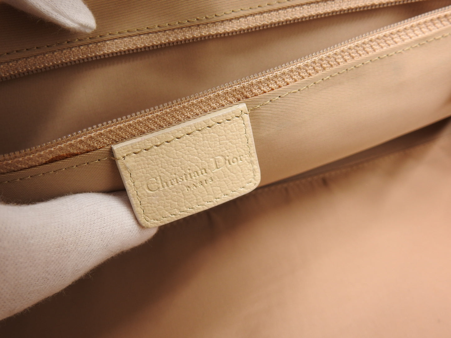 Christian Dior Trotter Embroidered Flower Tote Hand Bag Canvas Beige