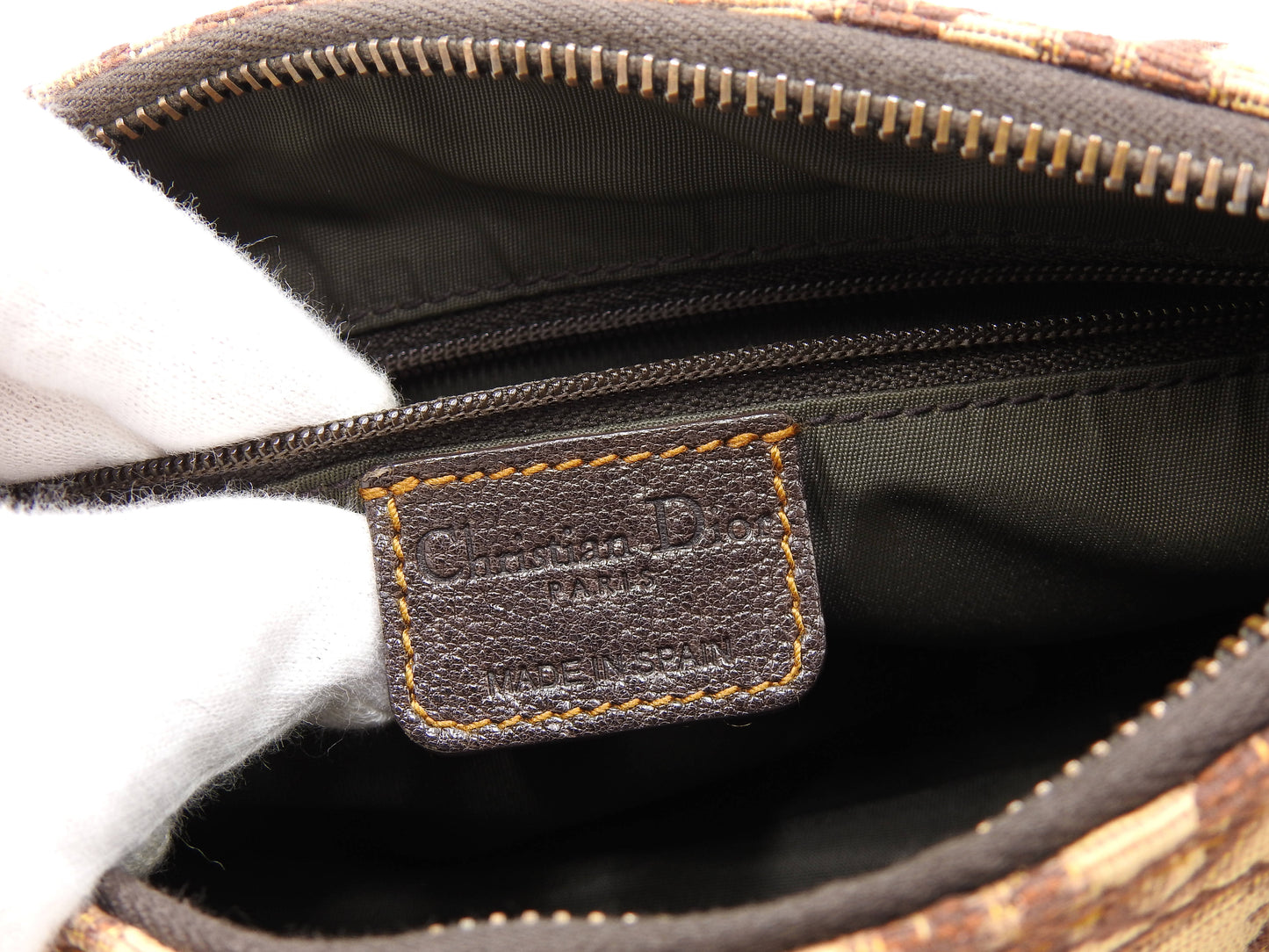 Christian Dior Trotter Flight Crossbody Shoulder Bag Canvas Leather Brown