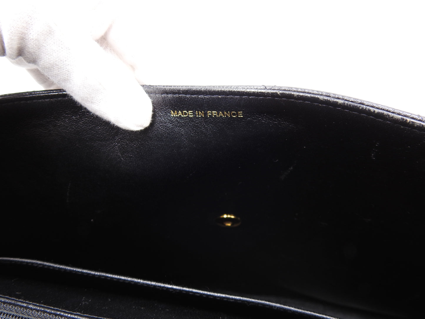 CHANEL CC Matelasse Briefcase Business Bag Caviarskin Leather Black Gold