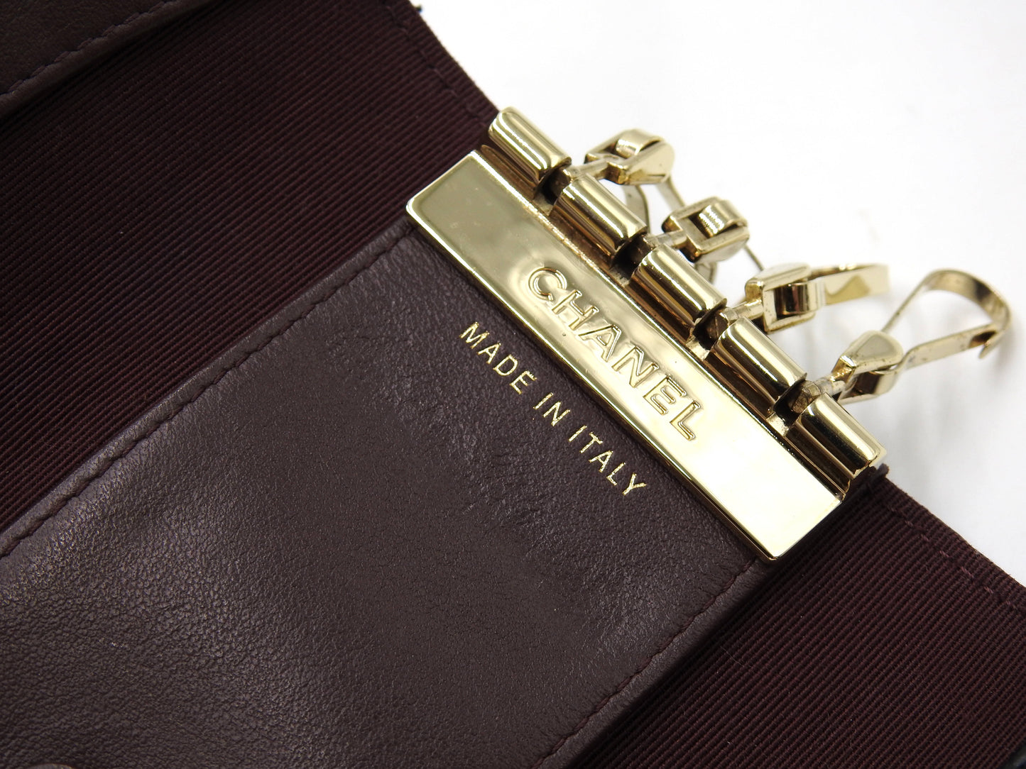 CHANEL CC Matelasse 4 Ring Key Holder Case Caviarskin Black Gold AP0222