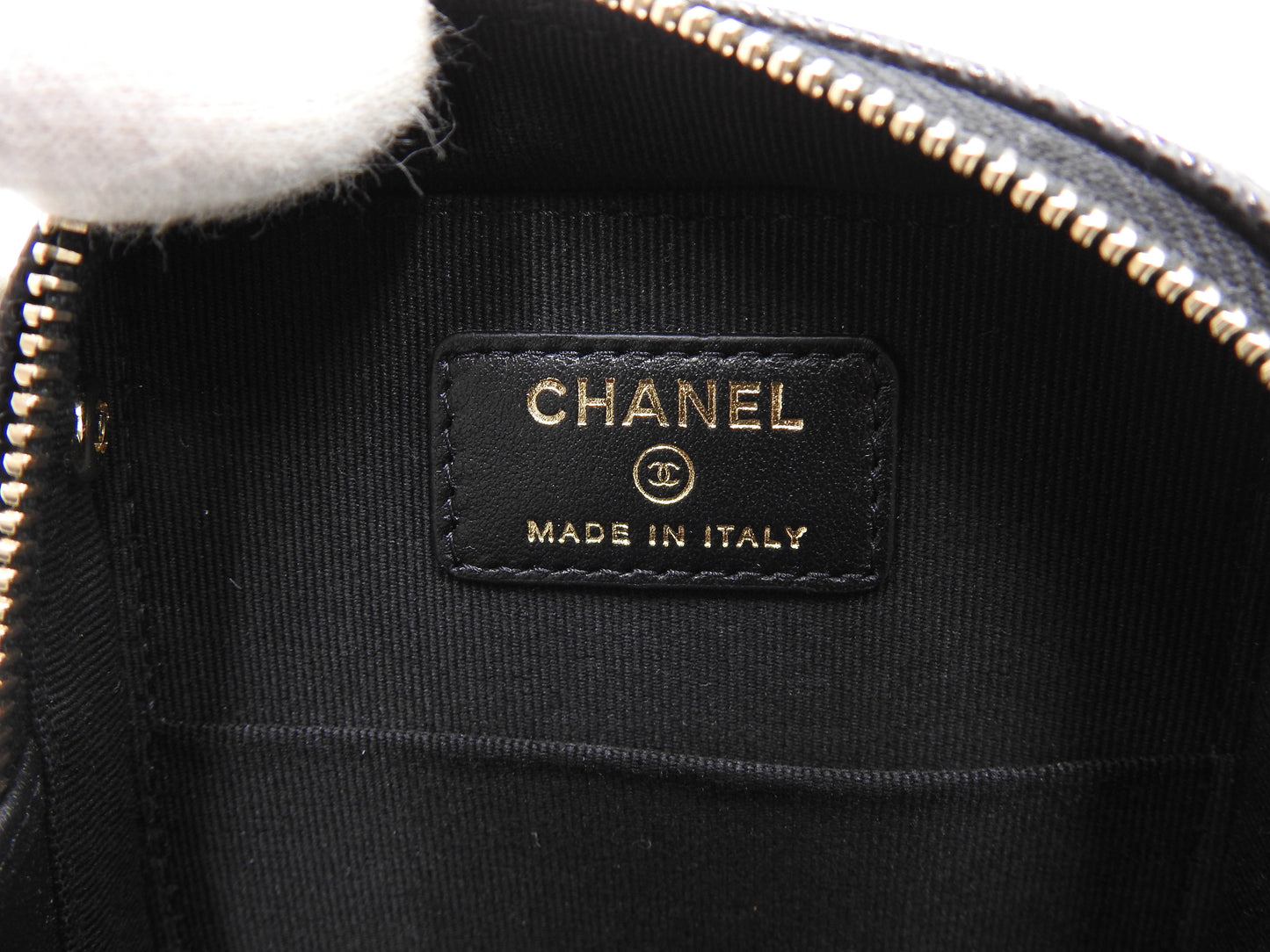 CHANEL CC Matelasse Chain Clutch Shoulder Bag Caviarskin Black Gold AP2852