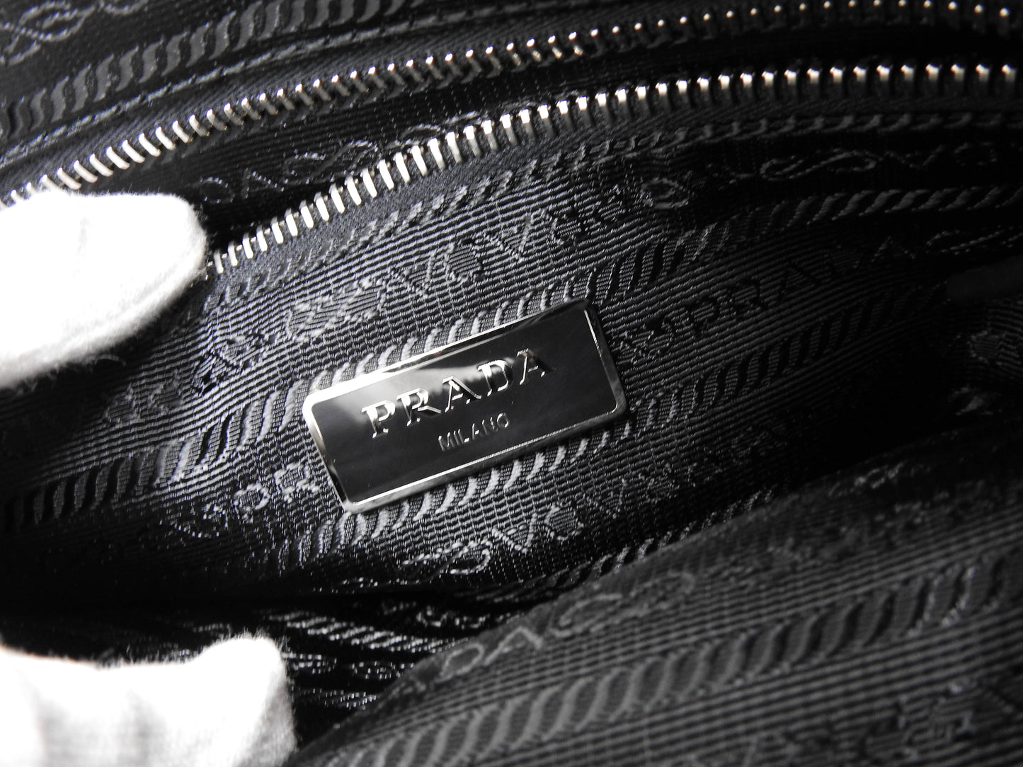 PRADA Nylon Crossbody Shoulder Bag Black Silver Hardware BT0716