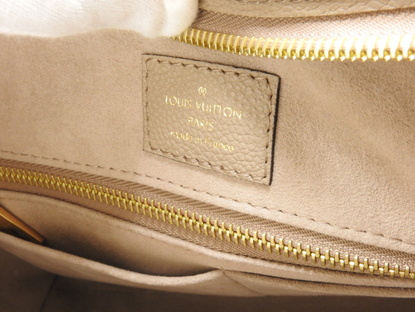 LOUIS VUITTON Monogram Empreinte Carryall Zip NM PM Dove Cream M47180