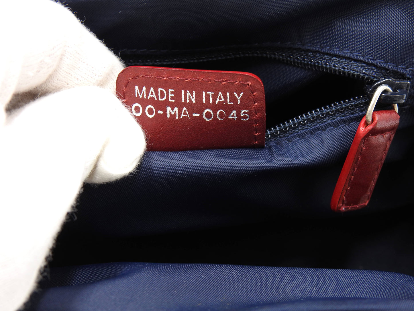 Christian Dior Trotter Kiss Lock Mini Hand Bag Canvas Leather Navy Red