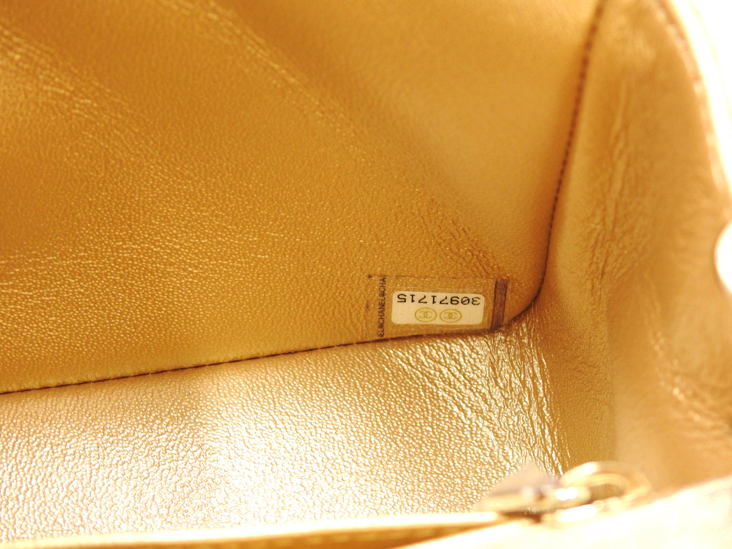 CHANEL Matelasse Mini Rectangular Flap Chain Shoulder Bag Lambskin Gold
