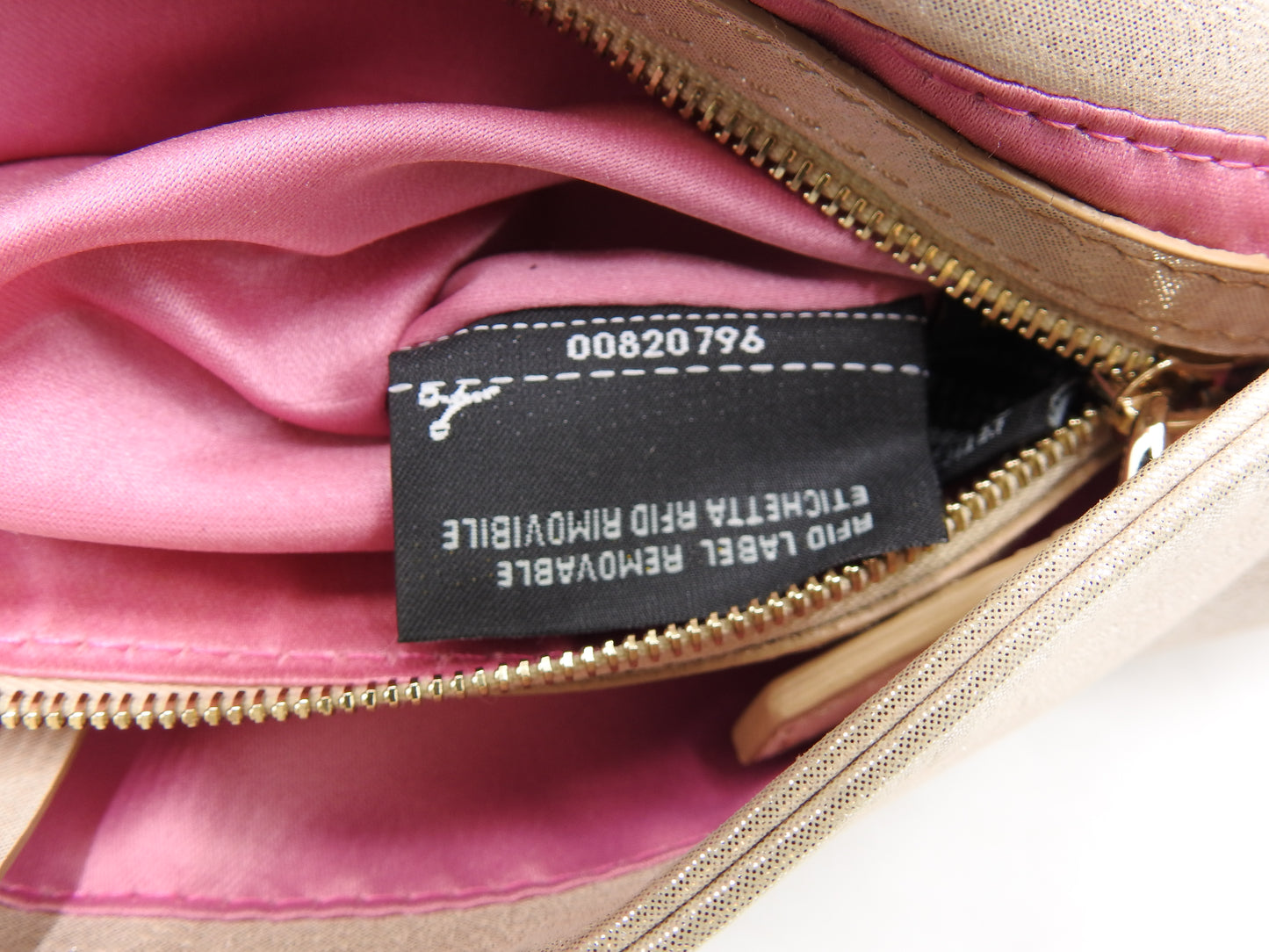 FENDI Crystal Mamma Baguette Shoulder Hand Bag Leather Beige Gold 8BR600