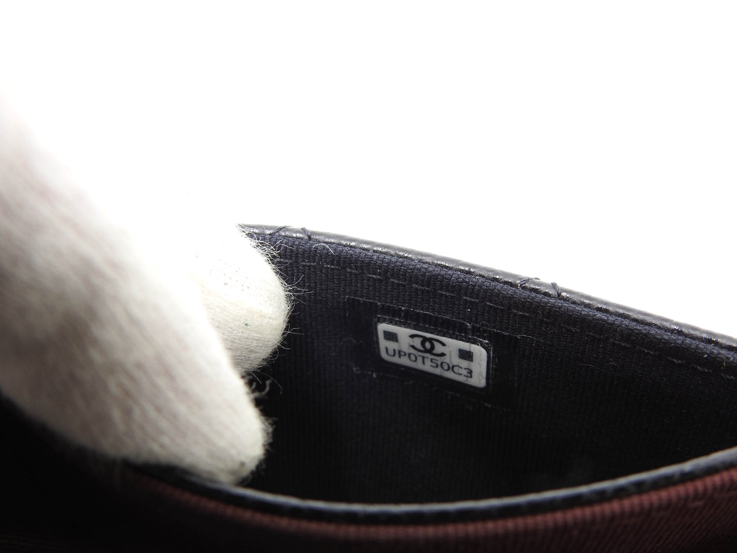 CHANEL CC Matelasse Card Case Holder Caviarskin Black Gold AP0214