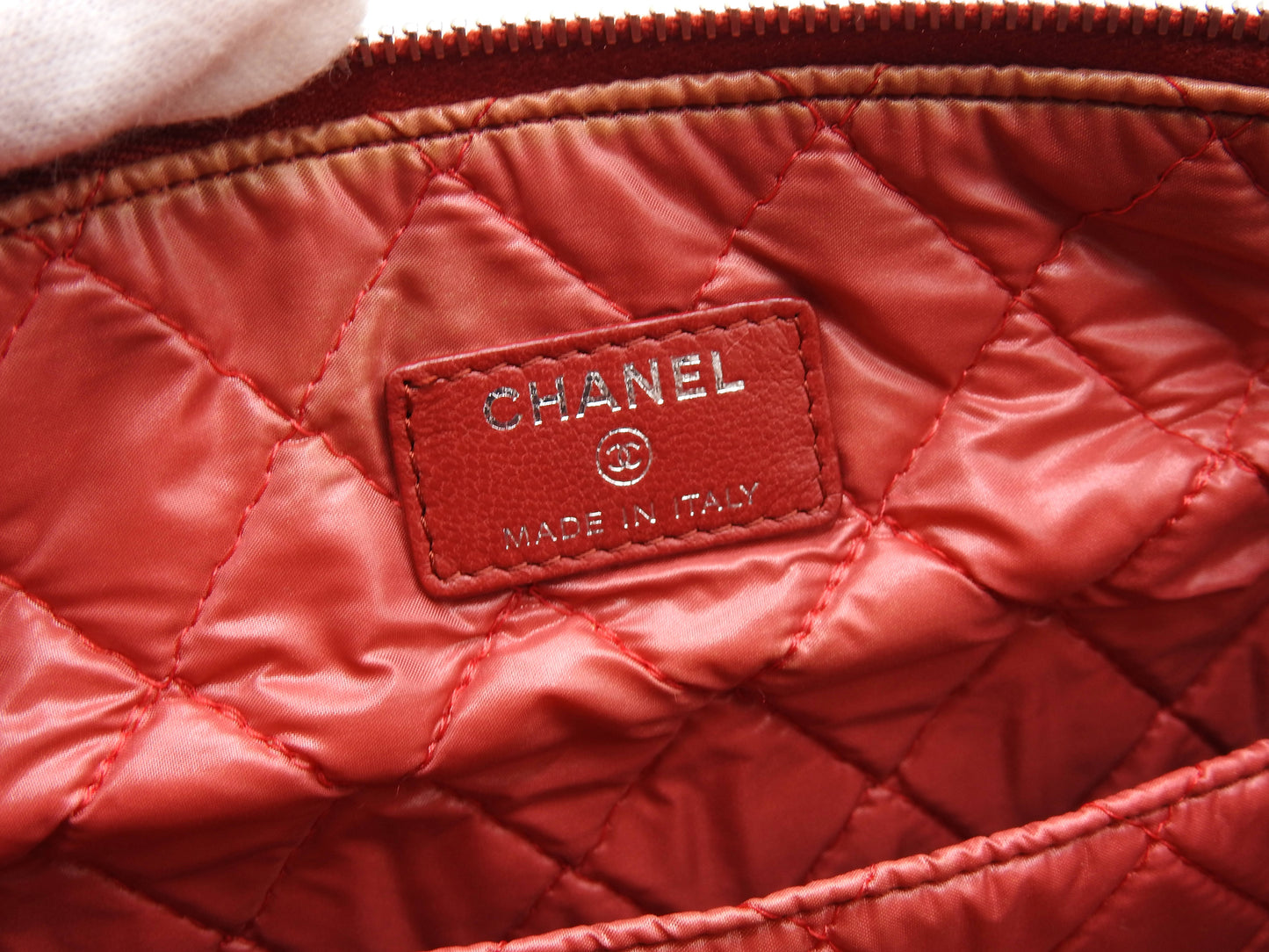 CHANEL CC Matelasse Hobo Shoulder Hand Bag Lambskin Red A69264
