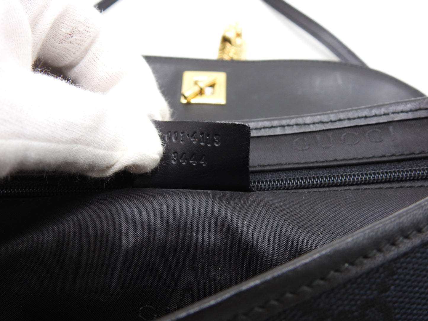 GUCCI GG Canvas Tiger Head Shoulder Bag Black Gold Hardware 001.4113