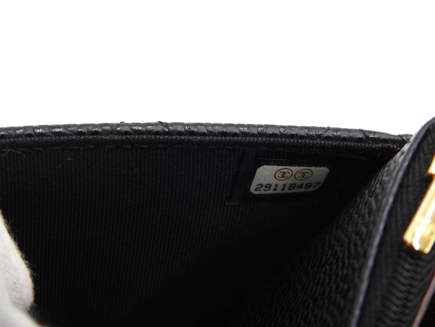 CHANEL CC Matelasse Wallet On Chain Shoulder Bag Caviarskin Black AP0250