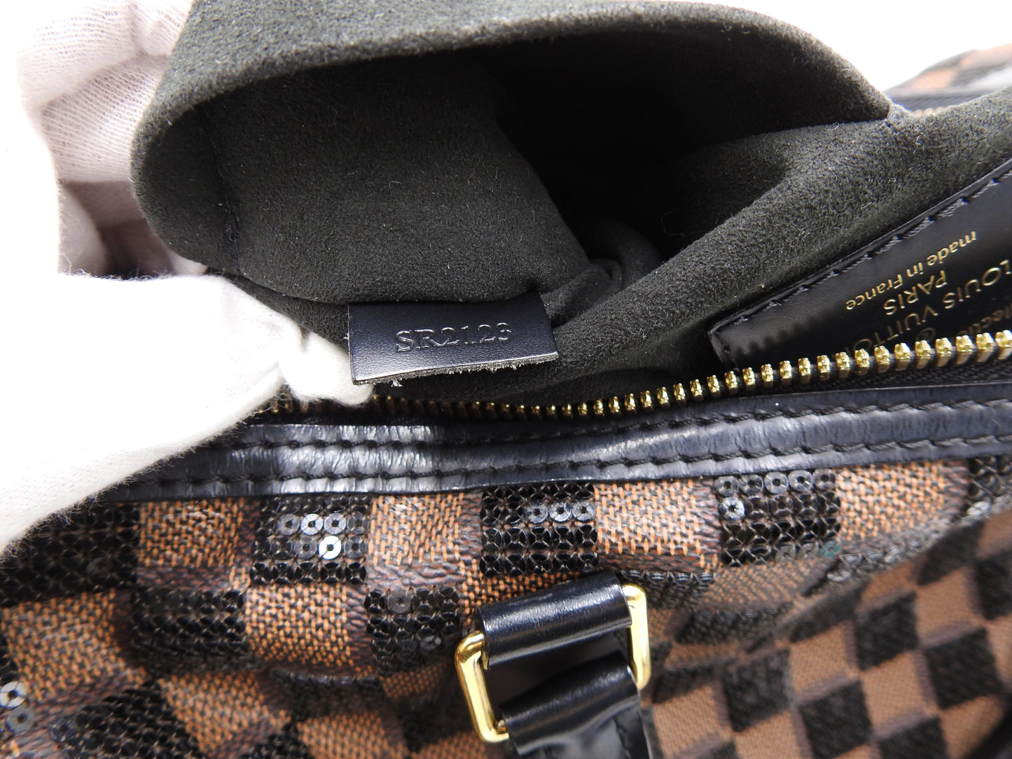 LOUIS VUITTON Damier Paillettes Sequin Speedy 30 Hand Bag Black N41262