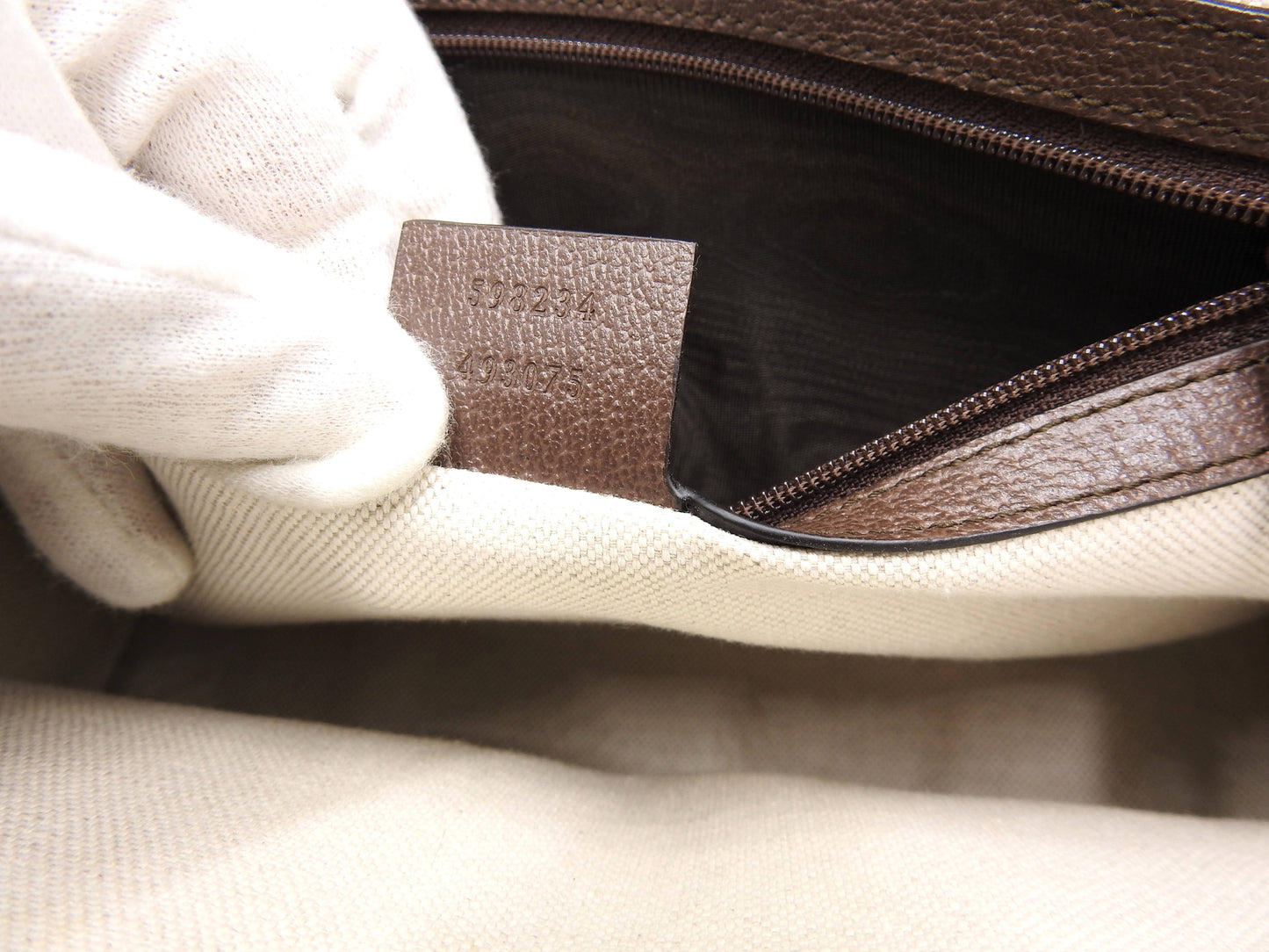 GUCCI Ophidia Web GG Supreme Toiletry Pouch Clutch Bag Beige Brown 598234