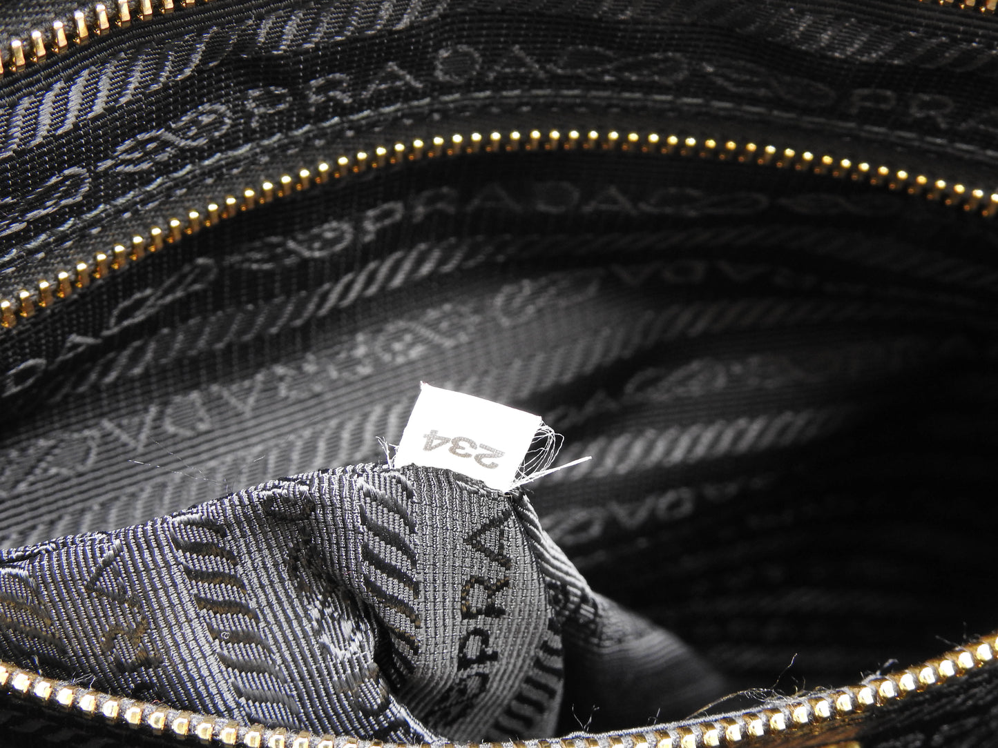 PRADA Bonnie Large 2way Shoulder Hand Bag Leather Black Gold Metal 1BA433