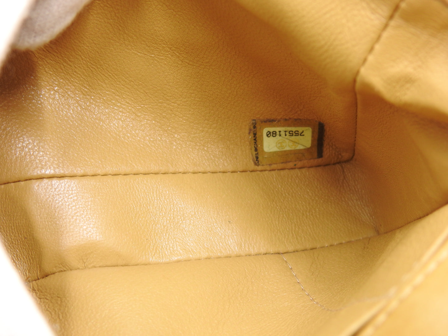 CHANEL Chocolate Bar Chain Shoulder Bag Lambskin Leather Beige Gold A15316