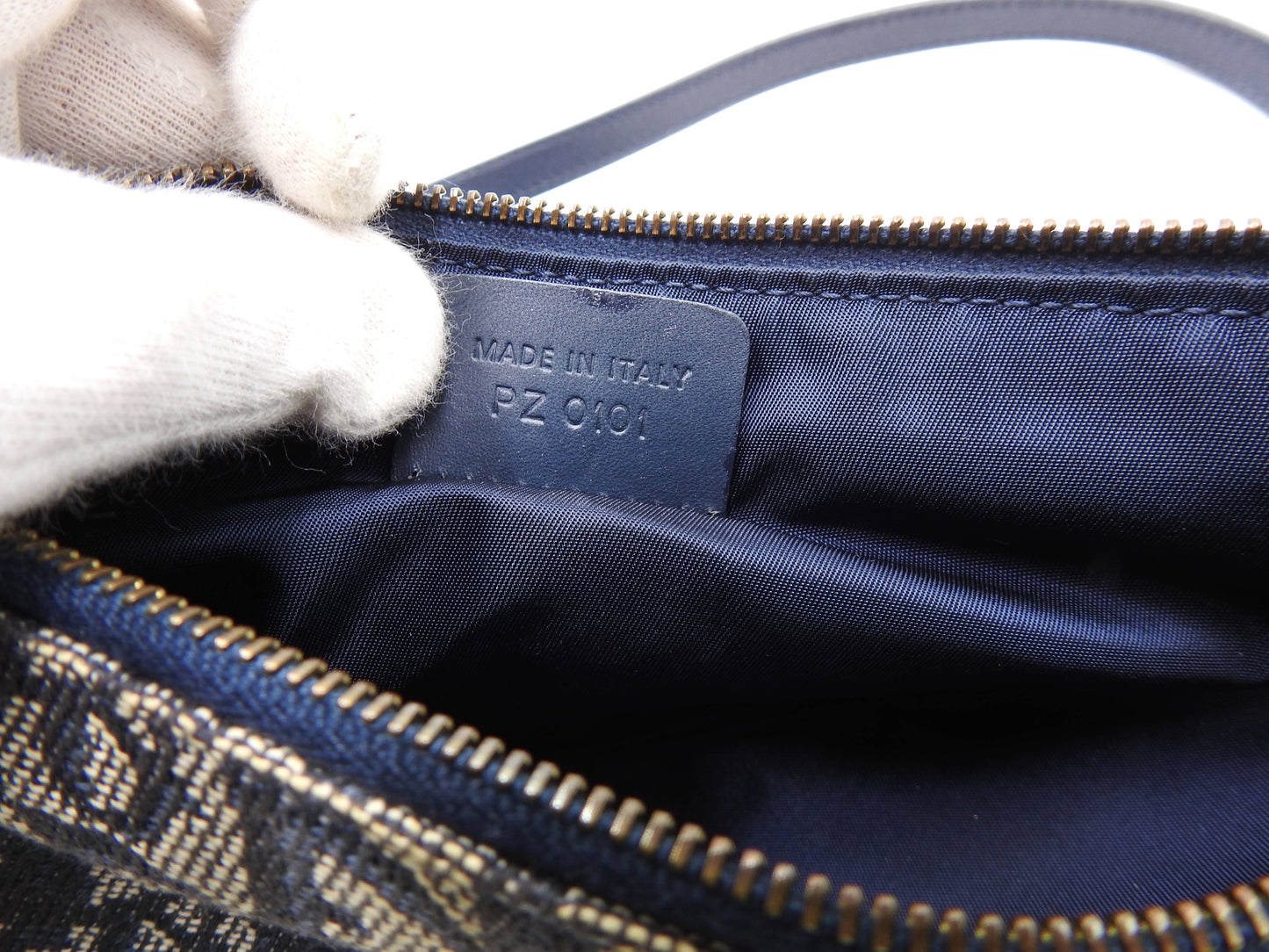 Christian Dior Trotter Saddle Pouch Shoulder Hand Bag Canvas Leather Navy