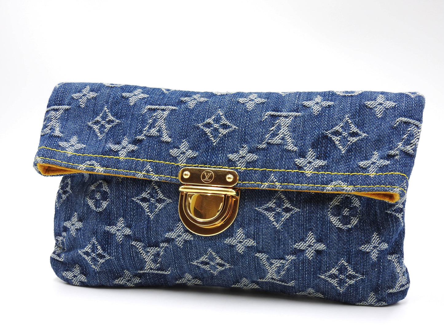 LOUIS VUITTON Monogram Denim Pochette Pratt Clutch Second Bag M95007