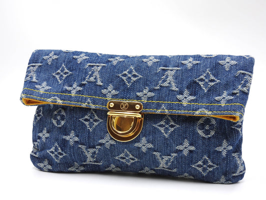 LOUIS VUITTON Monogram Denim Pochette Pratt Clutch Second Bag M95007