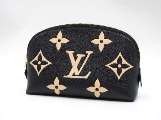 LOUIS VUITTON Monogram Empreinte Giant Cosmetic Pouch Black Beige M59086