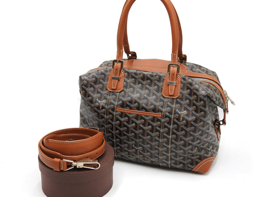 GOYARD Goyardine Boeing 30 2way Shoulder Hand Bag PVC Leather Black Brown