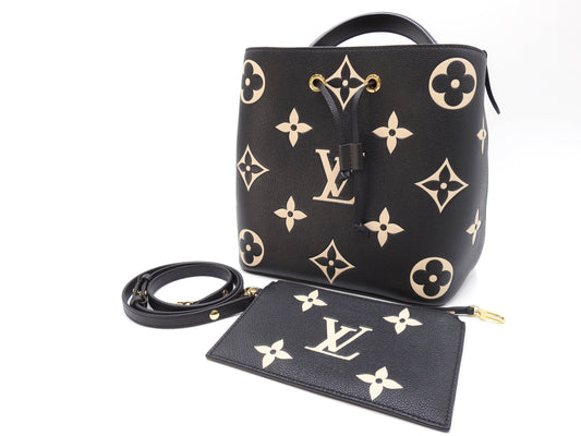 LOUIS VUITTON Monogram Empreinte Giant NeoNoe MM Hand Bag Black M45497