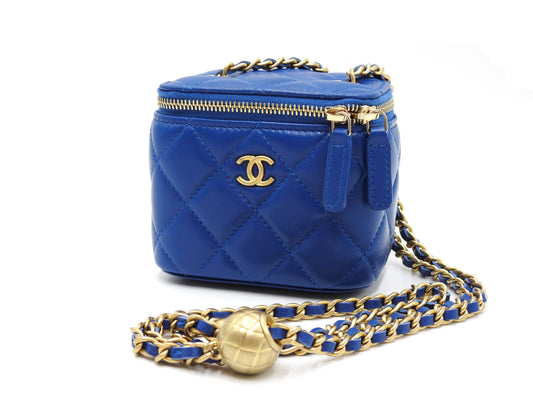 CHANEL Matelasse Pearl Crush Small Vanity Chain Shoulder Bag Blue AP1447
