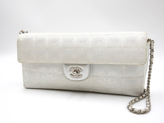 CHANEL New Travel Line Chocolate Bar Chain Shoulder Bag Silver A15316