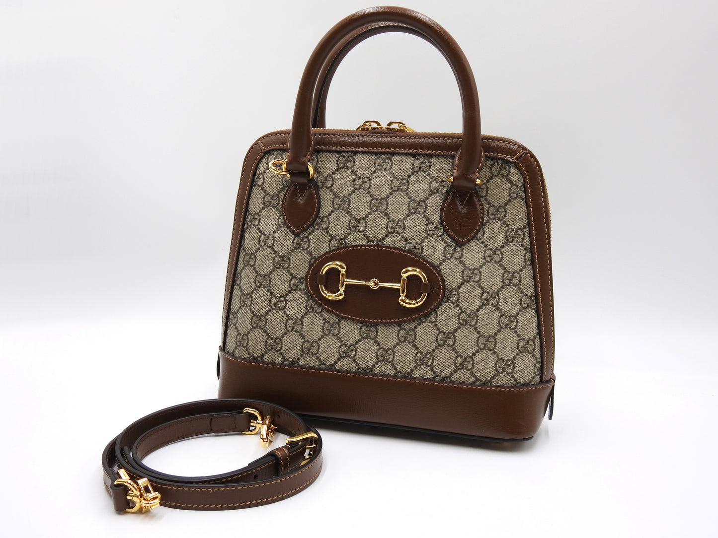 GUCCI GG Supreme Horsebit 1955 Small Top Handle Shoulder Bag PVC 621220