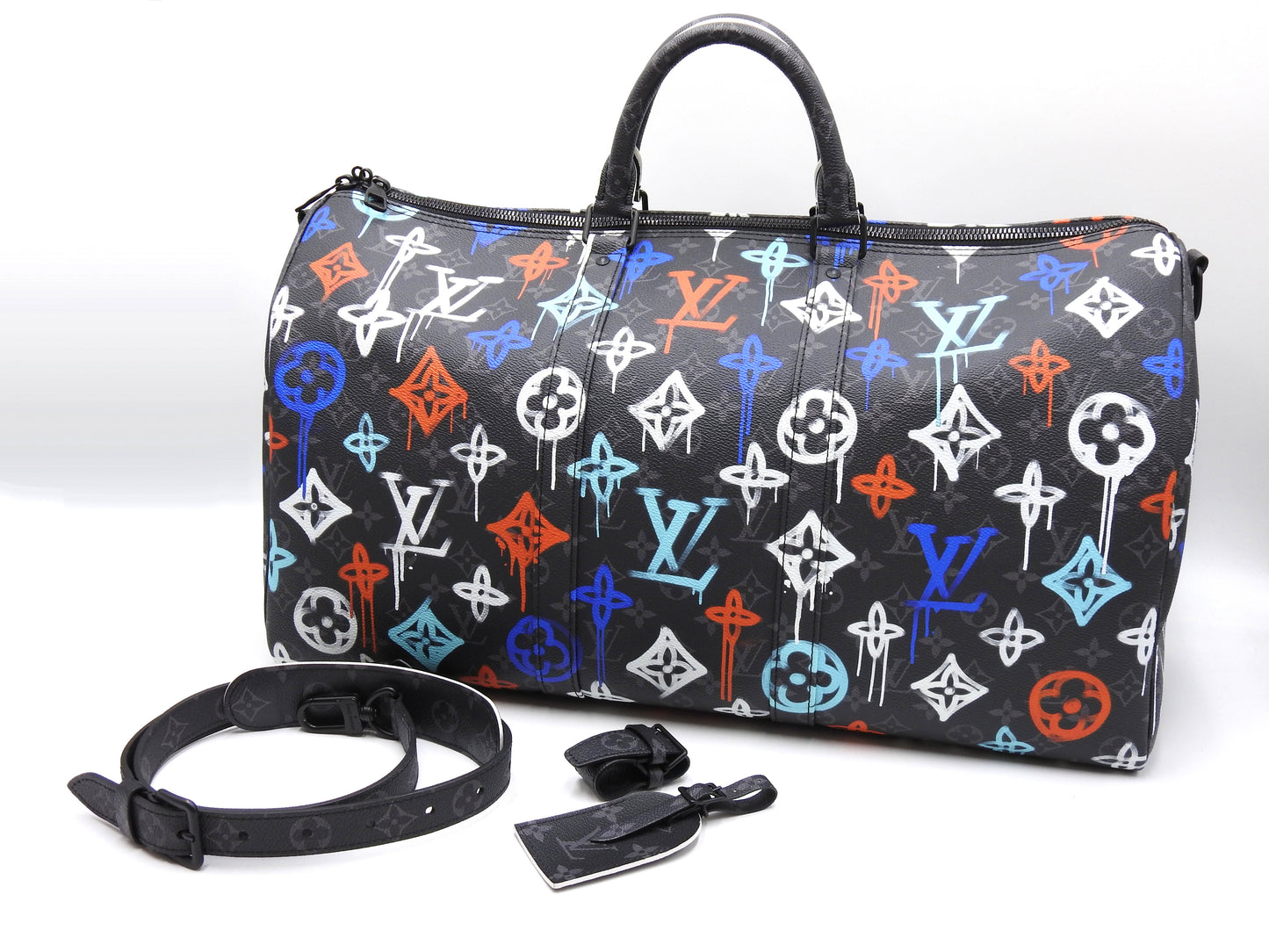 LOUIS VUITTON Monogram Graffiti Keepall Bandouliere 50 Boston Bag M21384