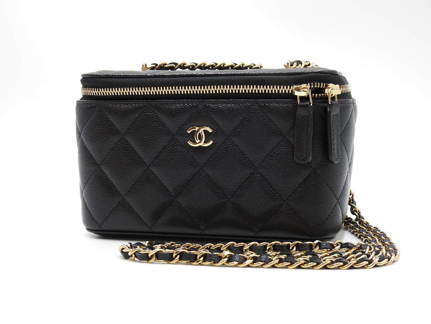 CHANEL CC Matelasse Chain Vanity Bag Shoulder Bag Caviarskin Black AP1341
