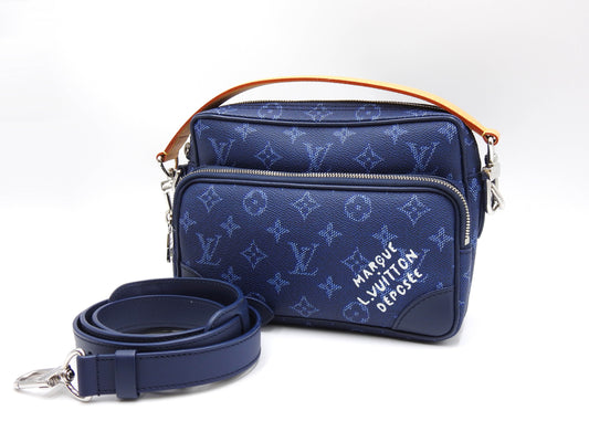 LOUIS VUITTON Monogram Heritage Nile Crossbody Shoulder Bag Blue M26823