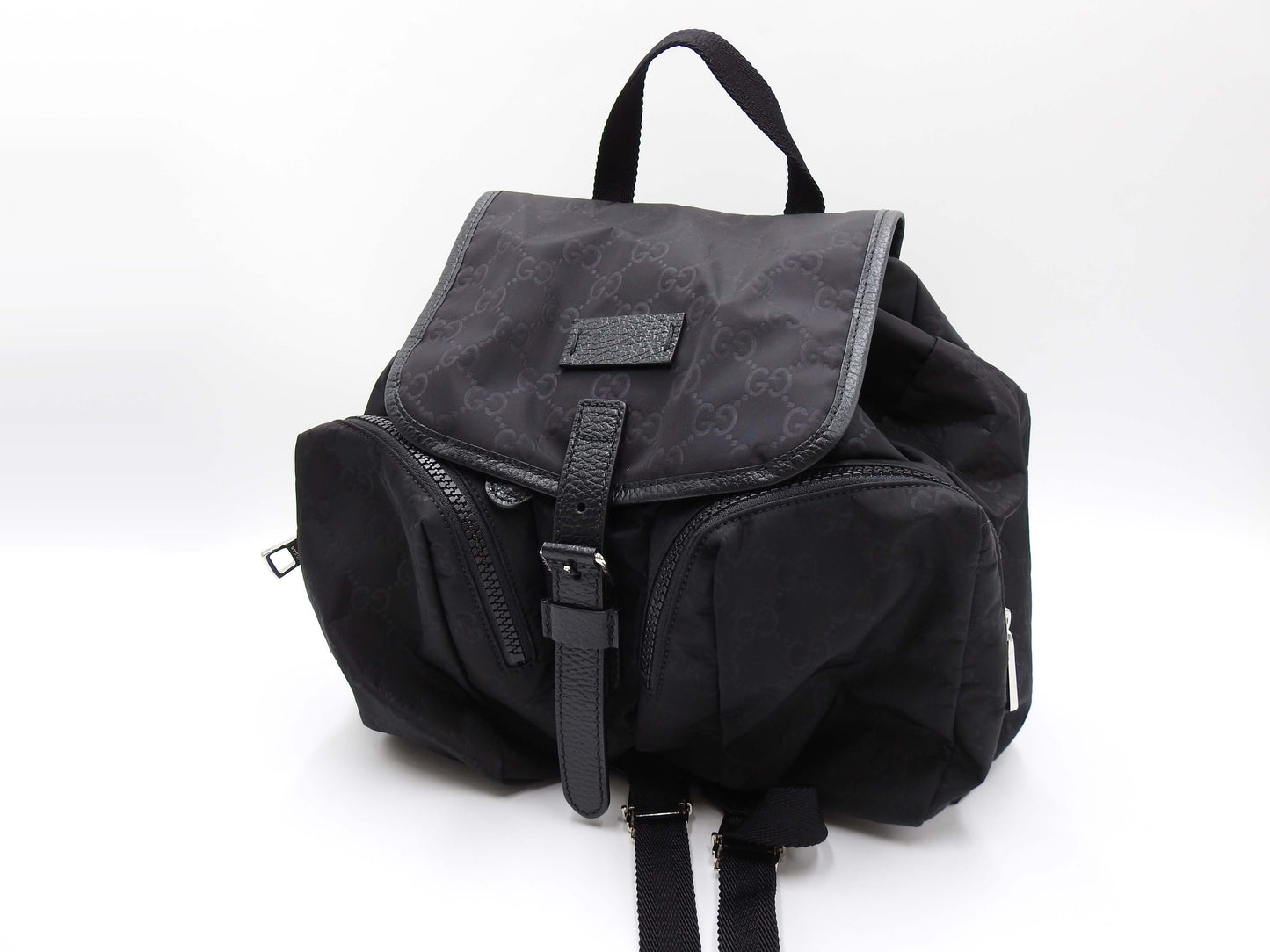 GUCCI GG Nylon Leather Backpack Bag Black 510343 Outlet