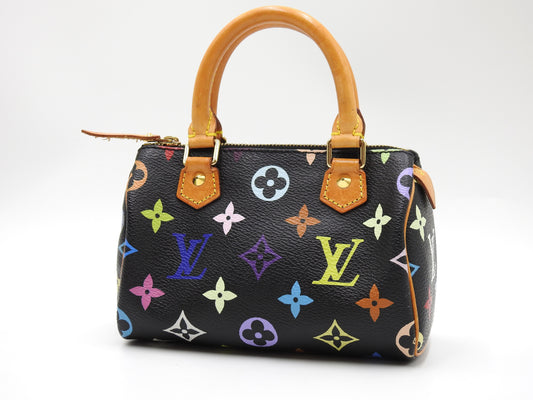 LOUIS VUITTON Monogram Mini Speedy Hand Bag Multicolor Noir Black M92644