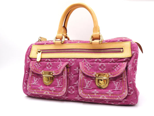 LOUIS VUITTON Monogram Denim Neo Speedy Boston Hand Bag Pink M95214