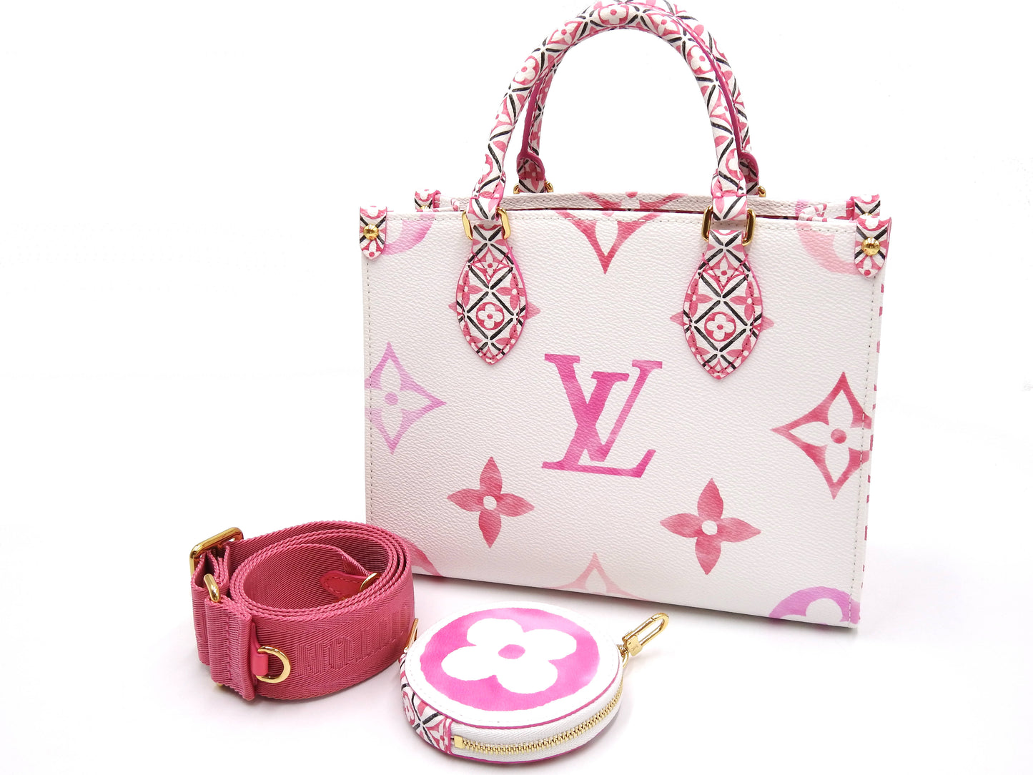 LOUIS VUITTON Monogram Giant By The Pool OnTheGO PM Hand Bag Pink M22976