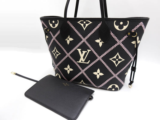 LOUIS VUITTON Monogram Empreinte Giant Neverfull MM Shoulder Bag M46040