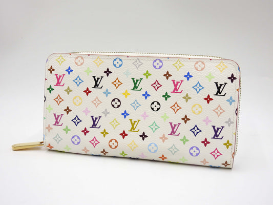 LOUIS VUITTON Monogram Multicolor Zip Around Long Wallet White M60241
