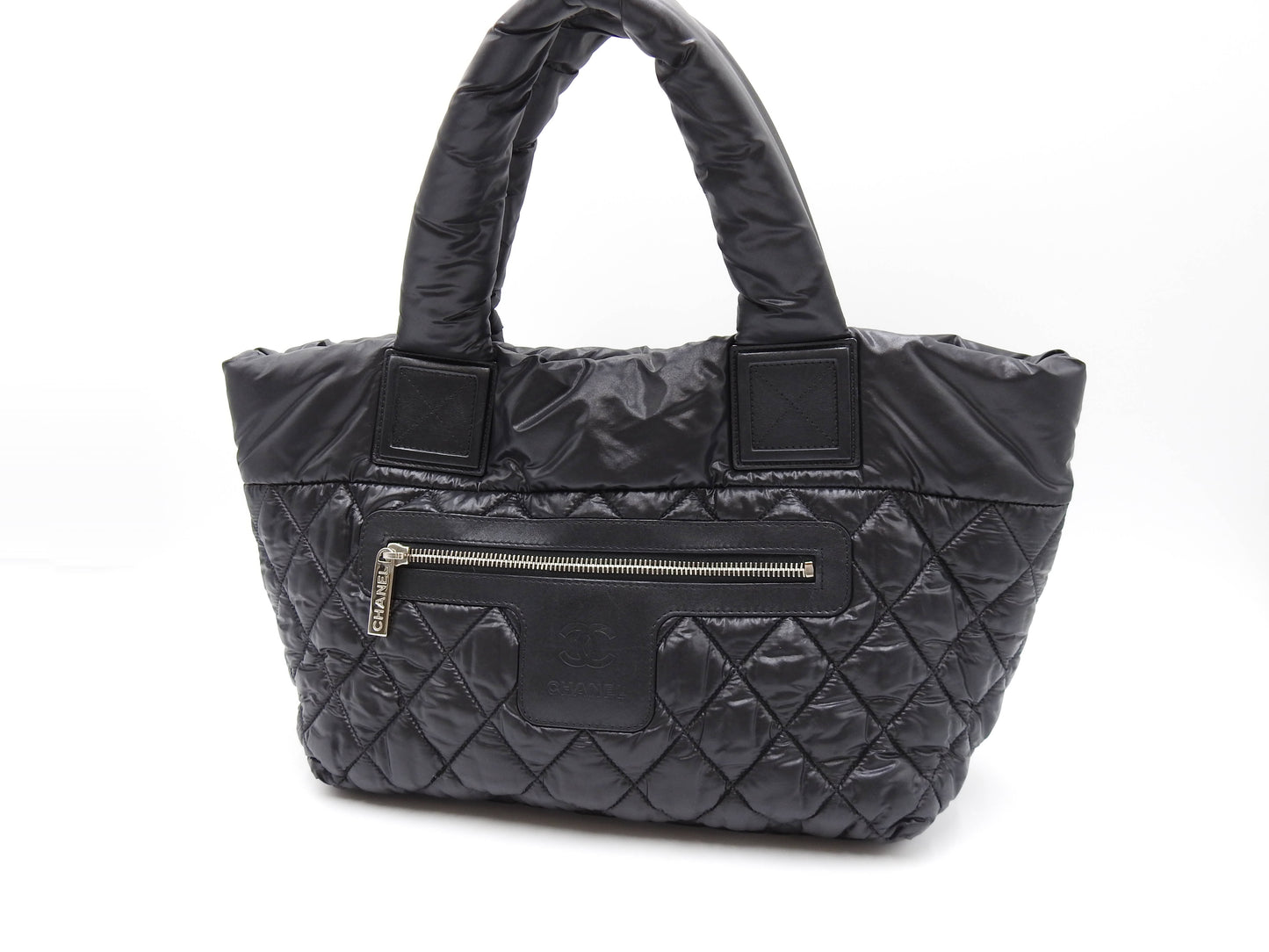 CHANEL Coco Cocoon PM Small Tote Bag Hand Bag Quilting Nylon Black A48610