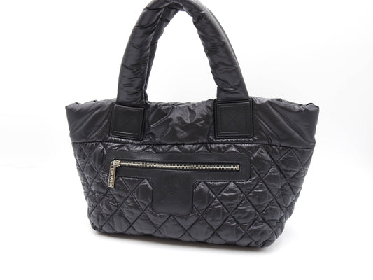 CHANEL Coco Cocoon PM Small Tote Bag Hand Bag Quilting Nylon Black A48610