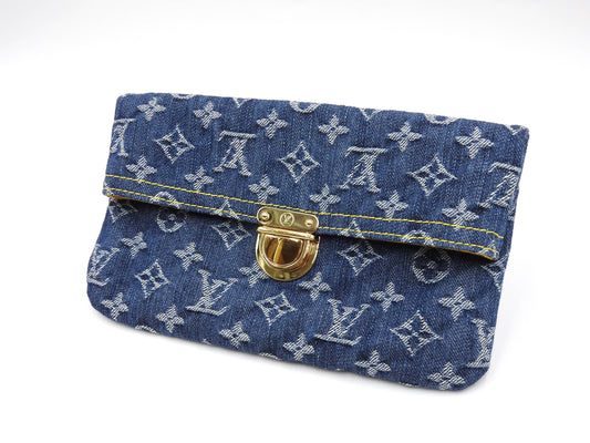 Auth LOUIS VUITTON Monogram Denim Pochette Pratt Clutch Second Bag M95007