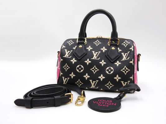 LOUIS VUITTON Monogram Empreinte Speedy 20 Bandouliere Hand Bag M46088