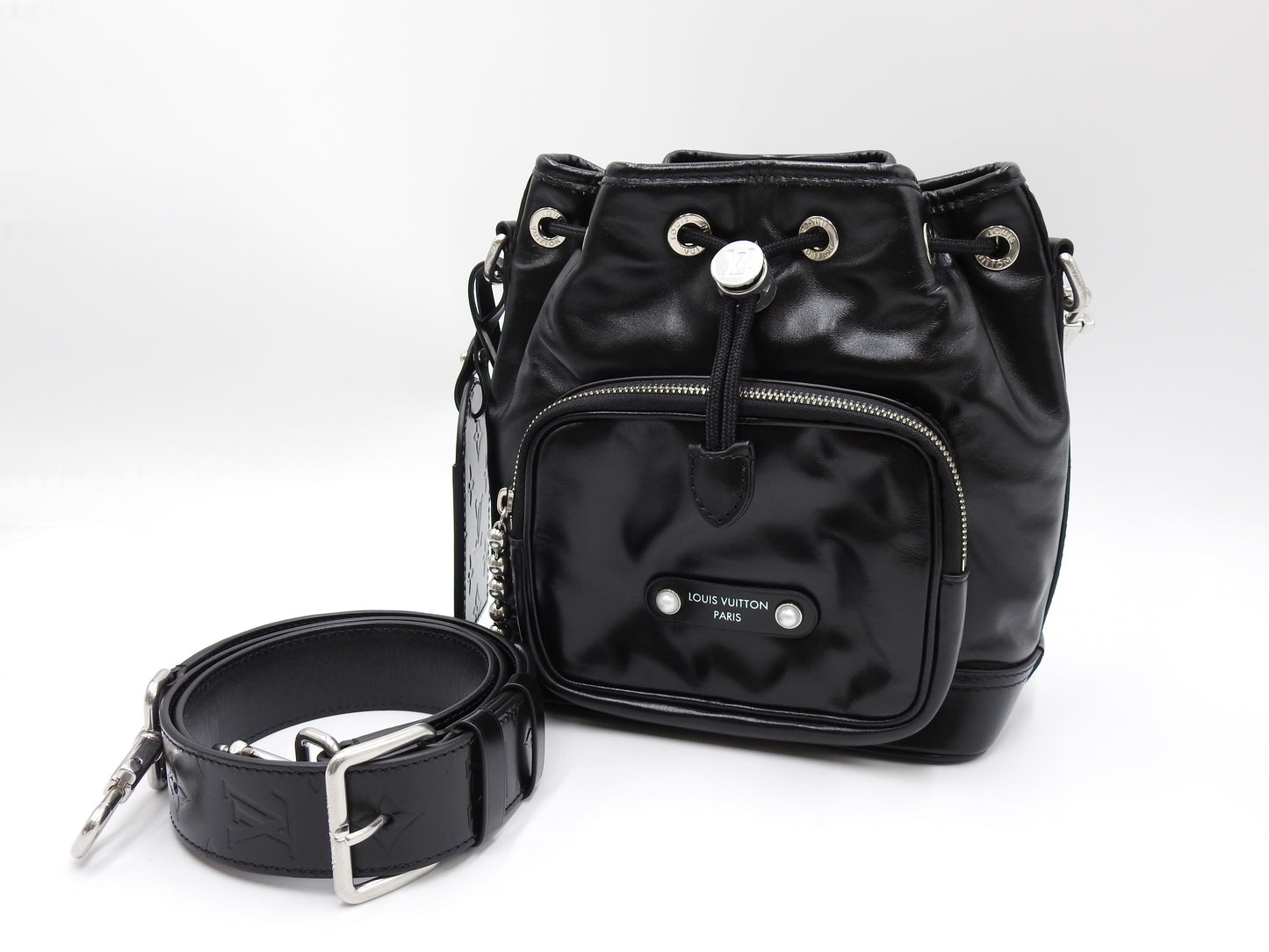 LOUIS VUITTON Noe Cargo Shoulder Bucket Hand Bag Calf Leather Black M13985