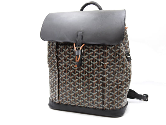 GOYARD Goyardine ALPIN Backpack Bag MM PVC Canvas Leather Black