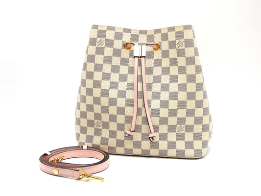 LOUIS VUITTON Damier Azur NeoNoe Shoulder Bag Canvas Rose Pink N40152