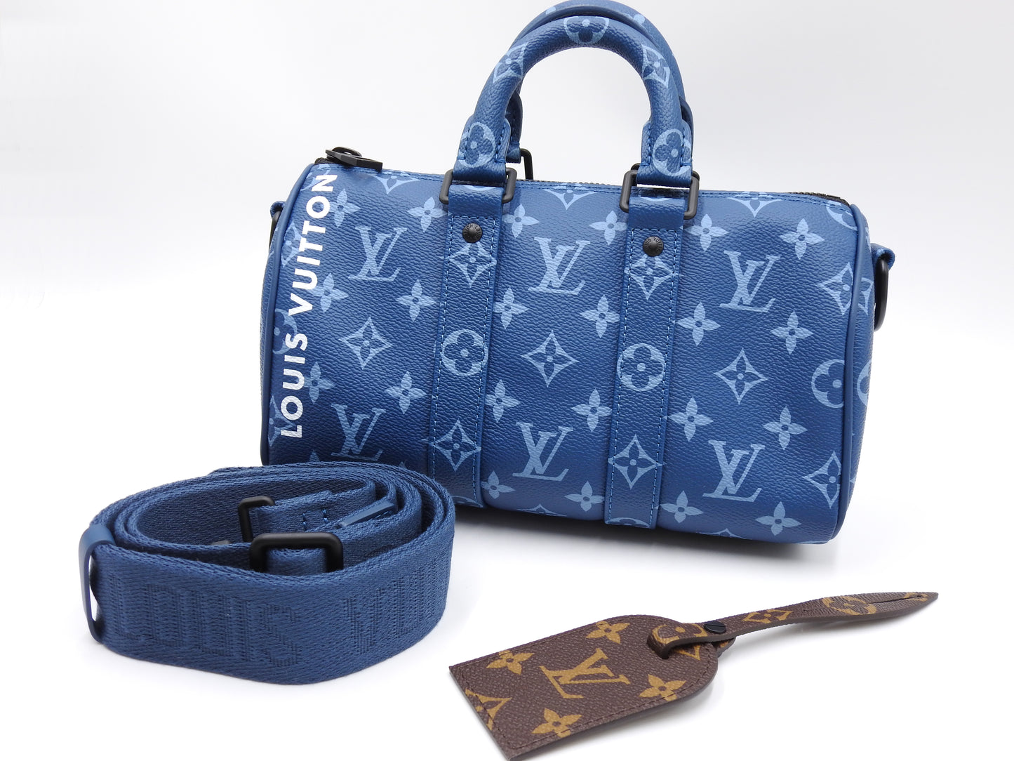 LOUIS VUITTON Monogram Keepall Bandouliere 25 Shoulder Hand Bag Blue M46803