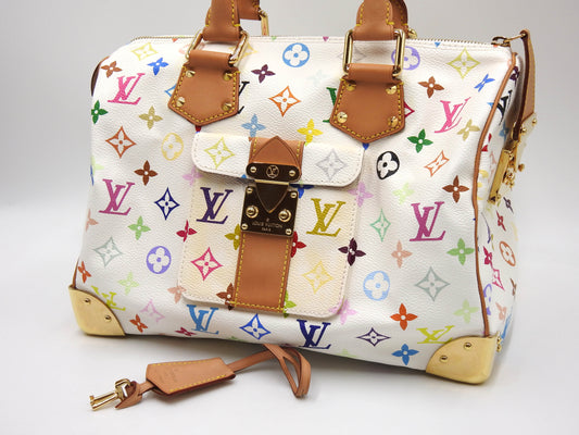 LOUIS VUITTON Speedy 30 Boston Hand Bag Multicolor Bron White M92643