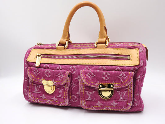 LOUIS VUITTON Monogram Denim Neo Speedy Boston Hand Bag Pink M95214