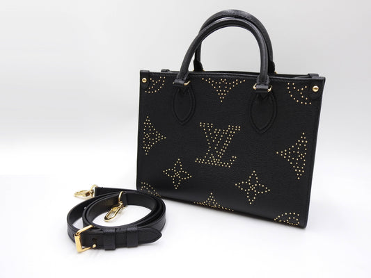 LOUIS VUITTON Monogram Empreinte Studded Giant OnTheGO PM Hand Bag M46733